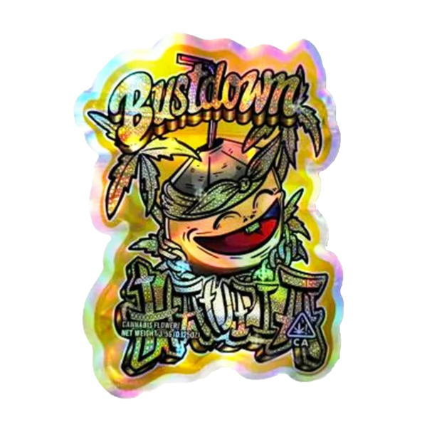 3.5g Shaped Mylar Bag – Premium Smell-Proof Flower Packaging - Bustdown Hat Pia (50 Count) SMB-35G-018