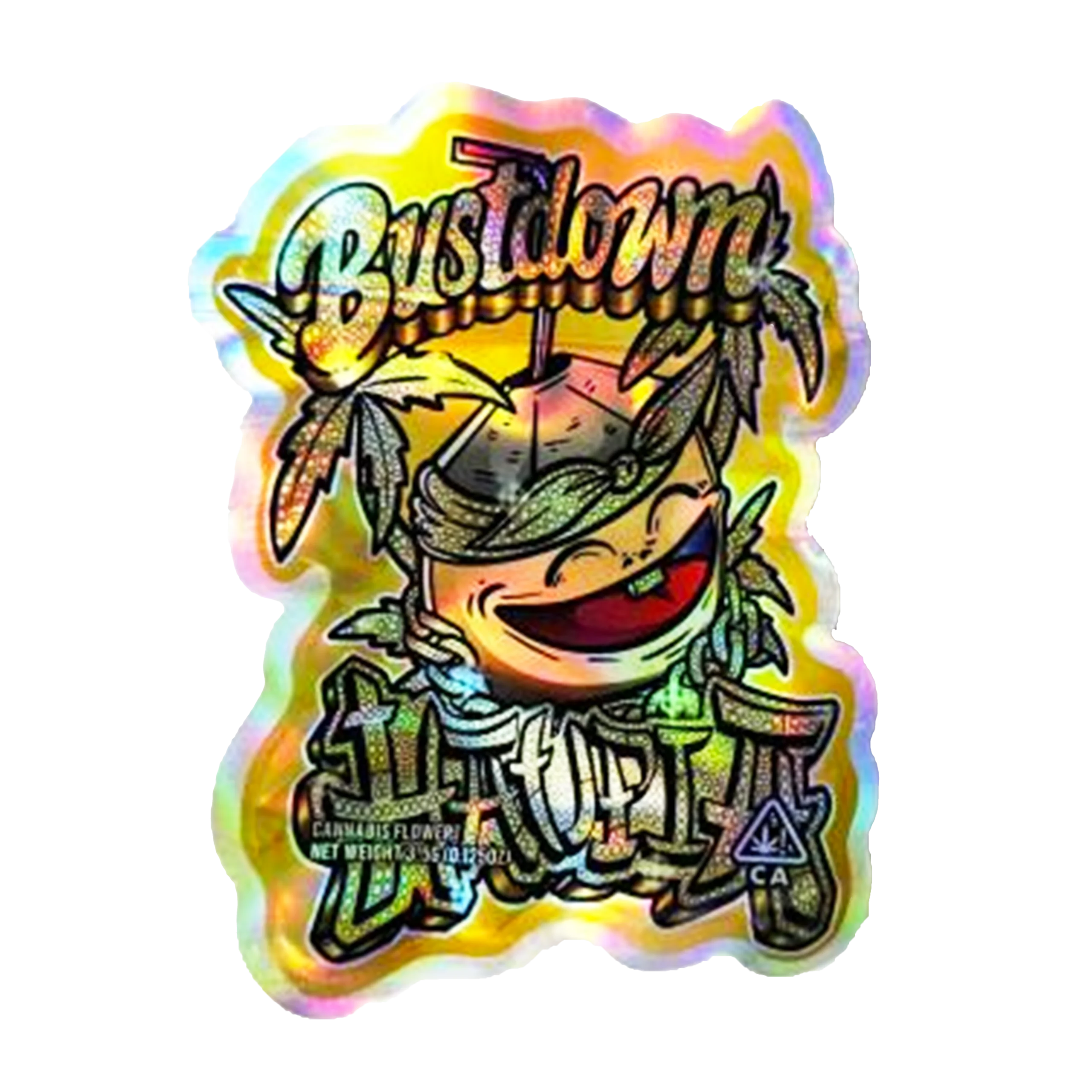 3.5g Shaped Mylar Bag – Premium Smell-Proof Flower Packaging – Bustdown Hat Pia (50 Count) SMB-35G-018