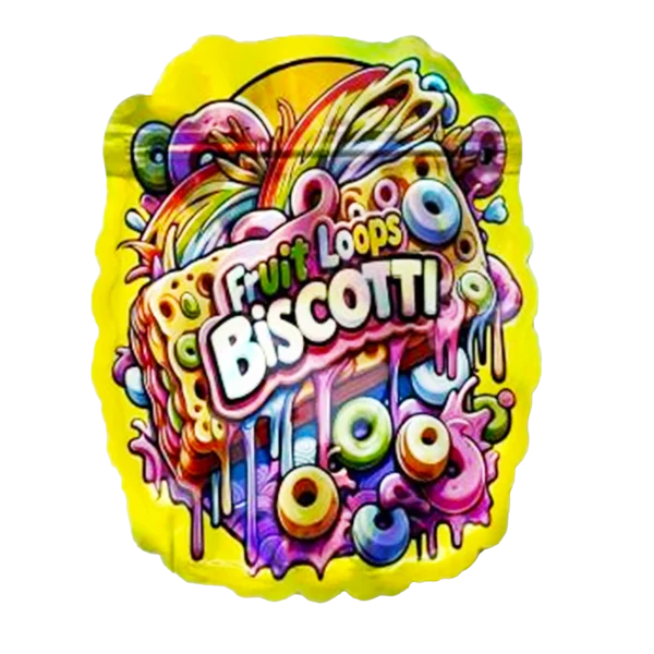 3.5g Shaped Mylar Bag – Premium Smell-Proof Flower Packaging - Fruit Loops Biscotti (50 Count) SMB-35G-026