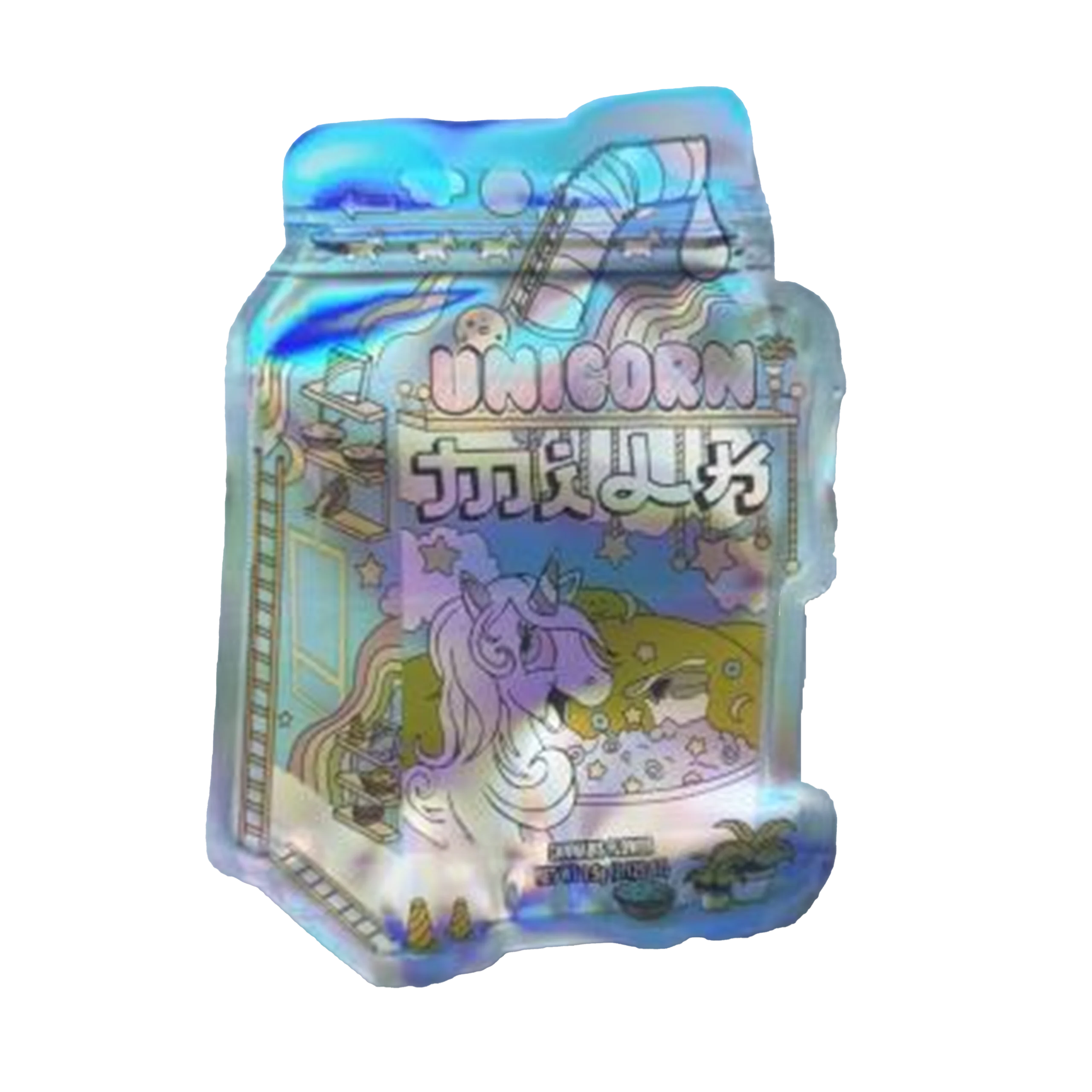3.5g Shaped Mylar Bag – Premium Smell-Proof Flower Packaging – Unicorn Milk (50 Count) SMB-35G-040