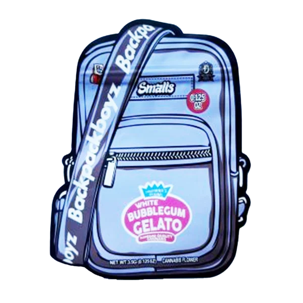 3.5g Shaped Mylar Bag – Premium Smell-Proof Flower Packaging - Backpack Boyz White Bubblegum Gelato (50 Count) SMB-35G-046