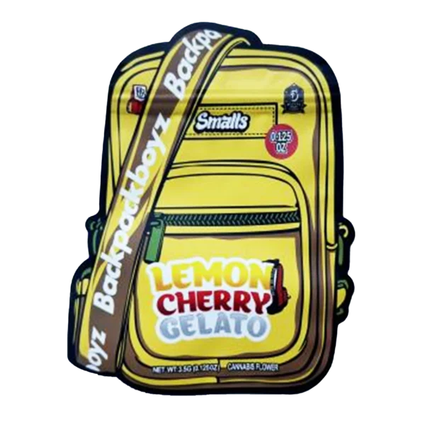 3.5g Shaped Mylar Bag – Premium Smell-Proof Flower Packaging - Backpack Boyz Lemon Cherry Gelato (50 Count) SMB-35G-047