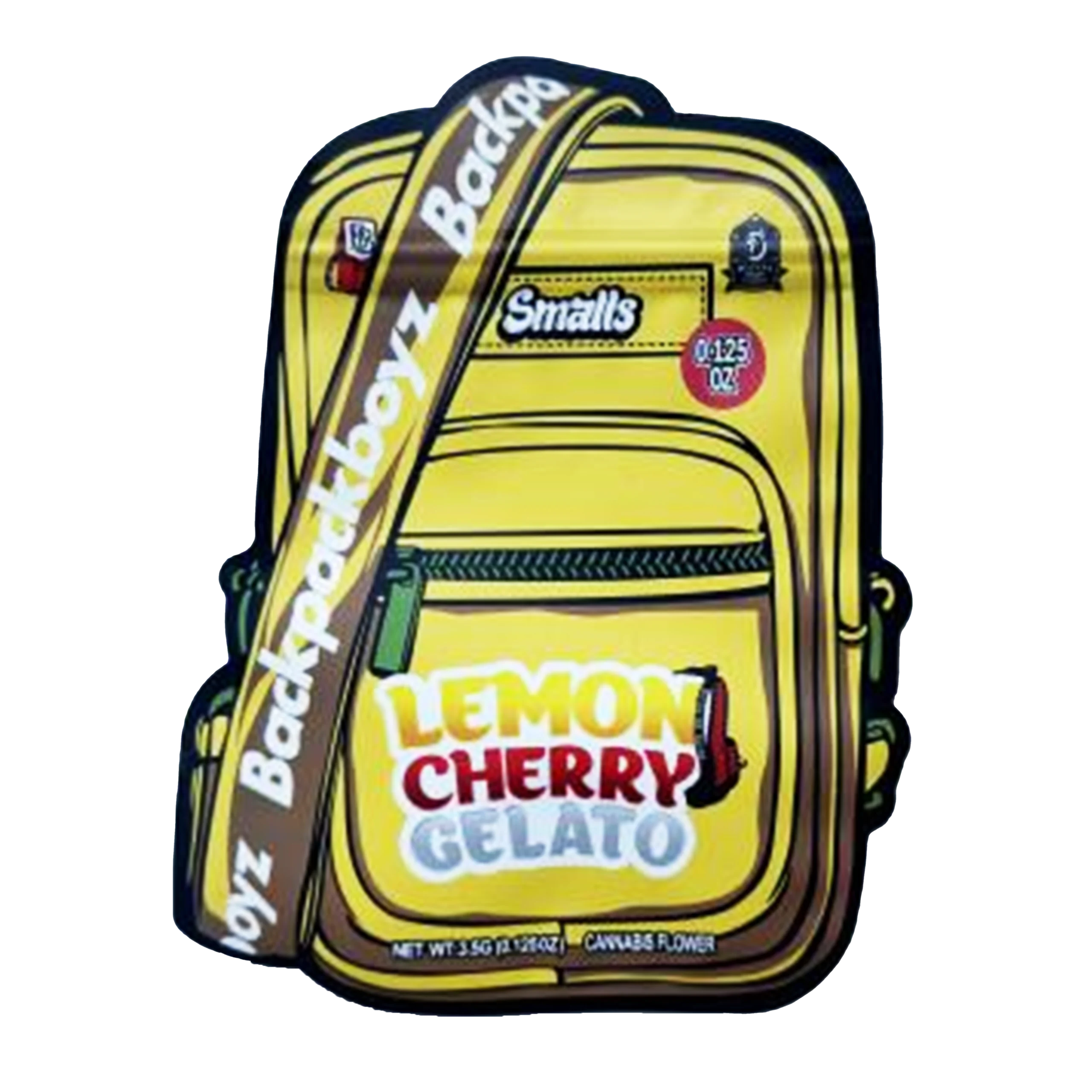 3.5g Shaped Mylar Bag – Premium Smell-Proof Flower Packaging – Backpack Boyz Lemon Cherry Gelato (50 Count) SMB-35G-047