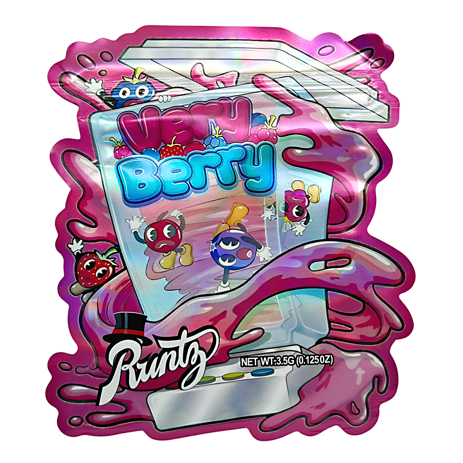 3.5g Shaped Mylar Bag – Premium Smell-Proof Flower Packaging – Very Berry Runtz (50 Count) SMB-35G-60
