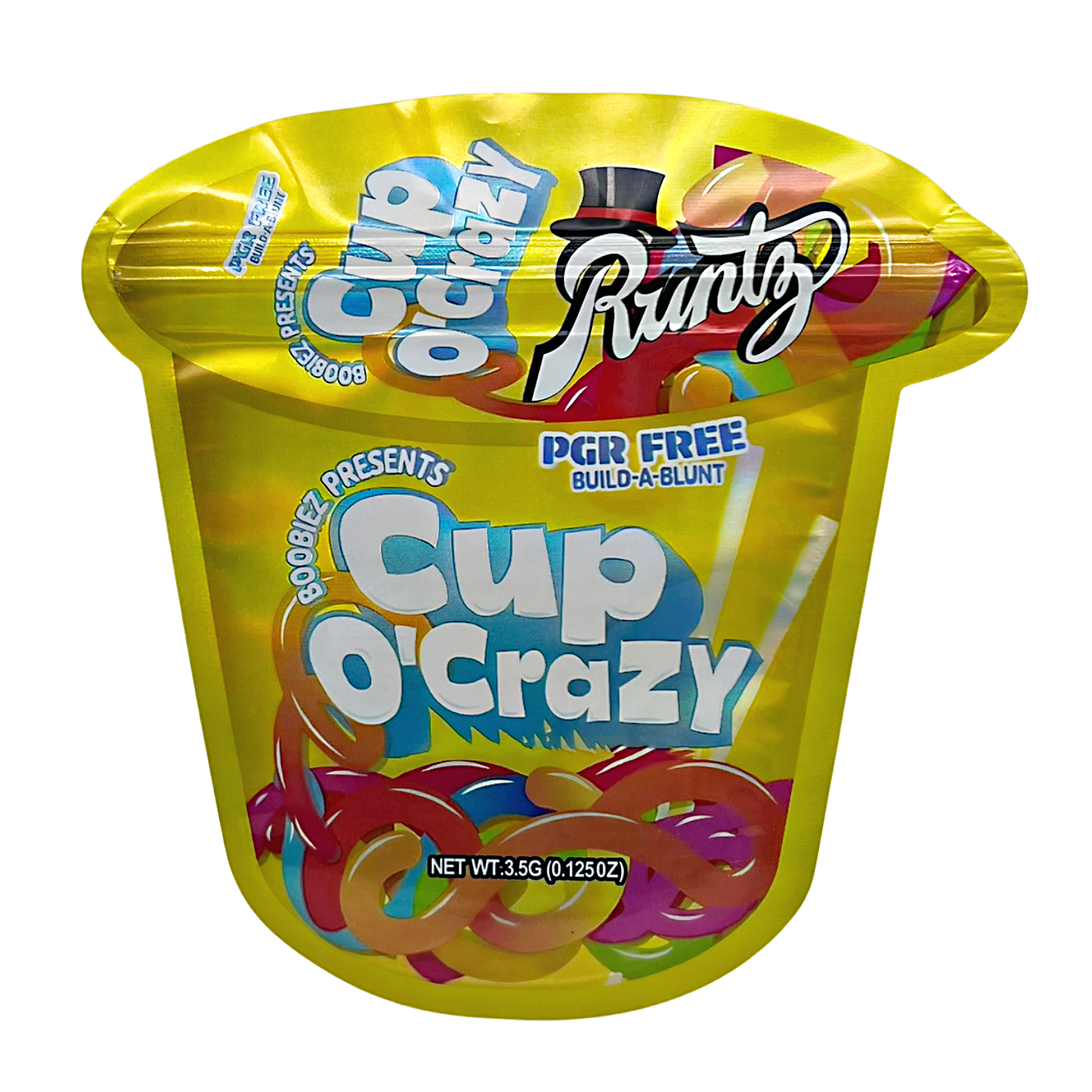3.5g Shaped Mylar Bag – Premium Smell-Proof Flower Packaging – Runtz Cup O’Crazy Yellow (50 Count) SMB-35G-64