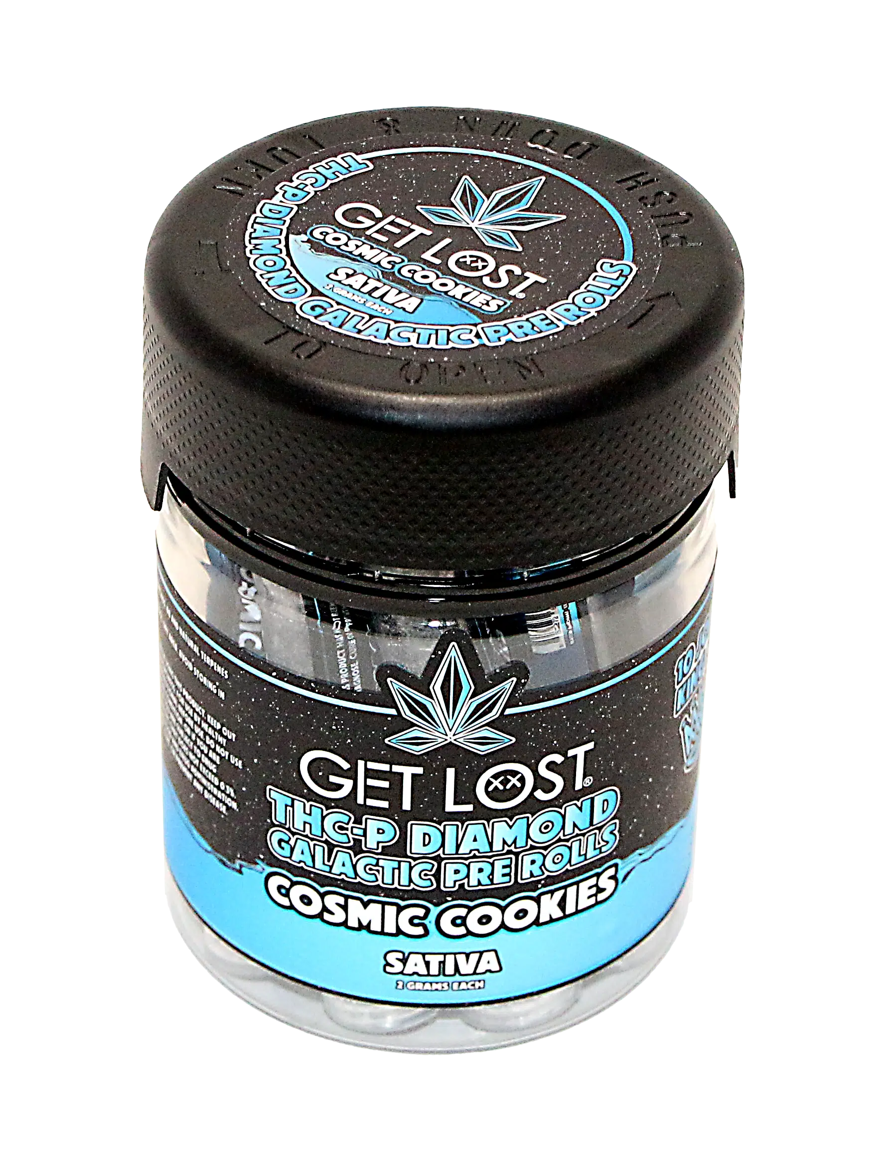 THCPD-CC-003 – THCP Diamond Galactic Pre Rolls Jar (10 Count) (Cosmic Cookie) Sativa