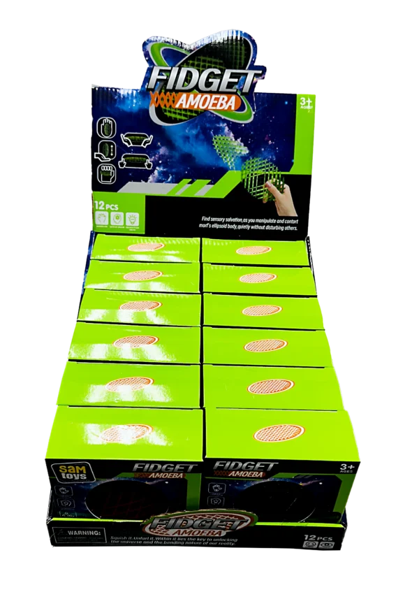 WFD-001 - Worm Fidget Amoeba – (12 Count) (Red & Blue)