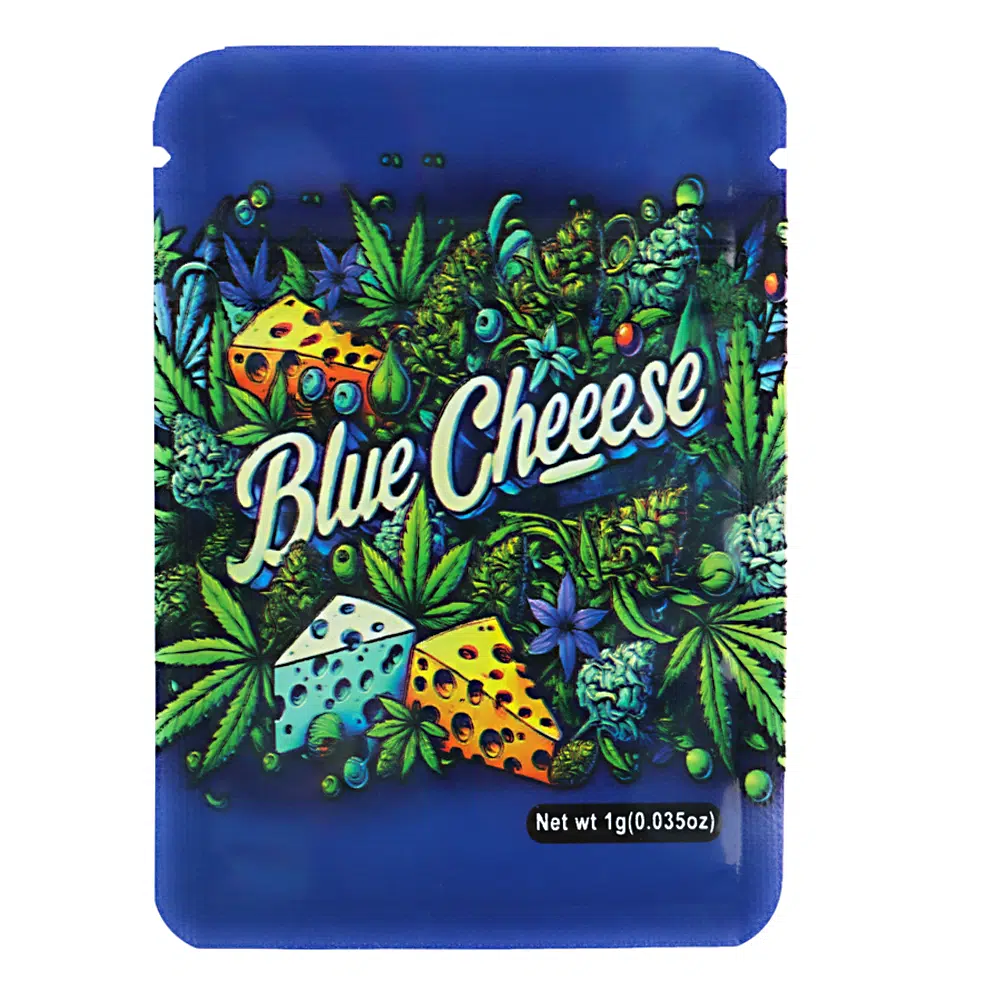 1 Gram Stock Mylar Bag – Premium Smell-Proof Flower Packaging – Blue Cheese (100 Count) WSMB-1G-003