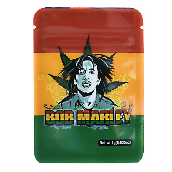 1 Gram Stock Mylar Bag – Premium Smell-Proof Flower Packaging - Bob Marley (100 Count) WSMB-1G-004