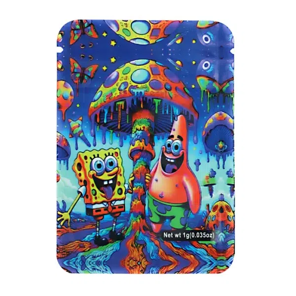 1 Gram Stock Mylar Bag – Premium Smell-Proof Flower Packaging - Sponge Bob and Patrick (100 Count) WSMB-1G-005