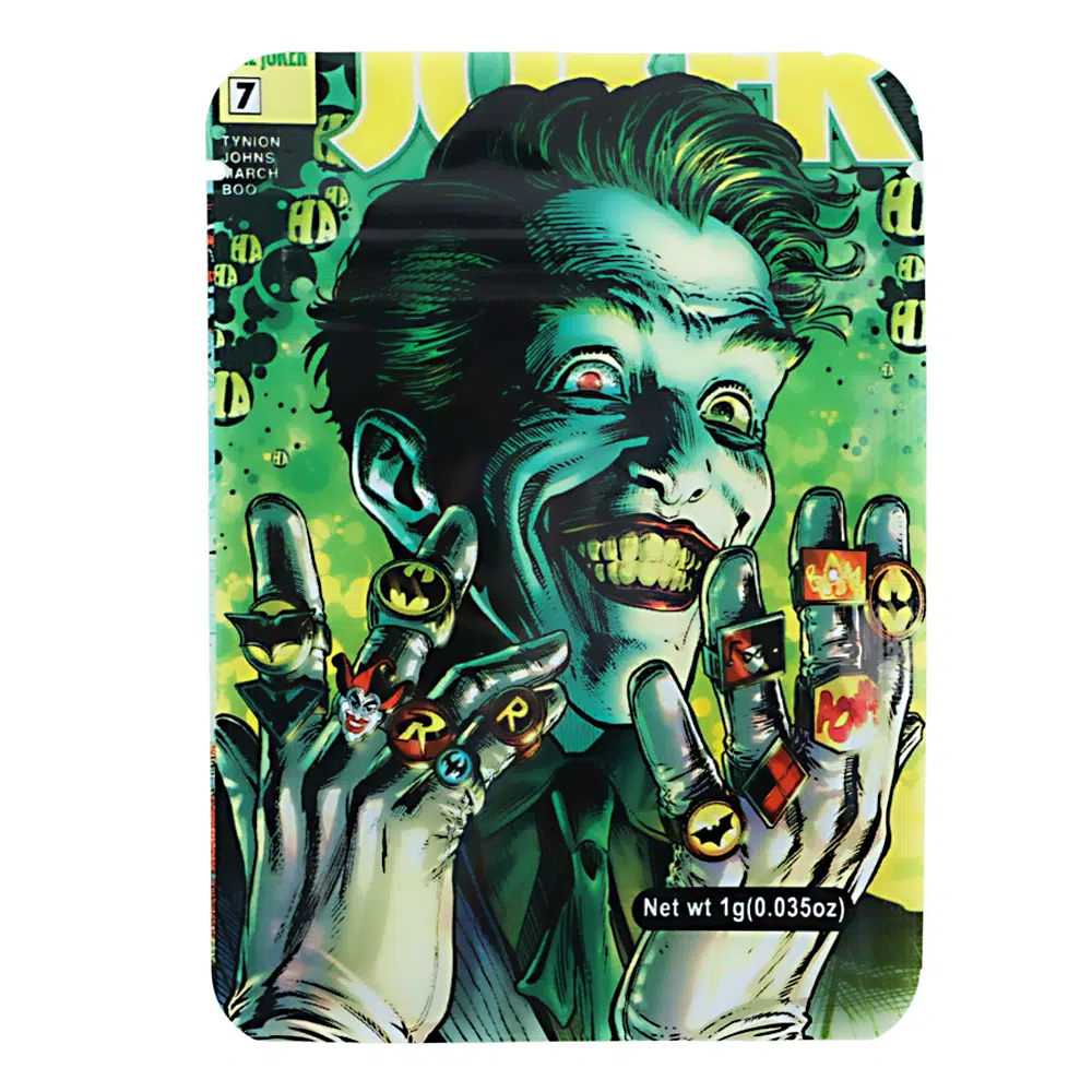 1 Gram Stock Mylar Bag – Premium Smell-Proof Flower Packaging – Runtz Batman Joker (100 Count) WSMB-1G-015