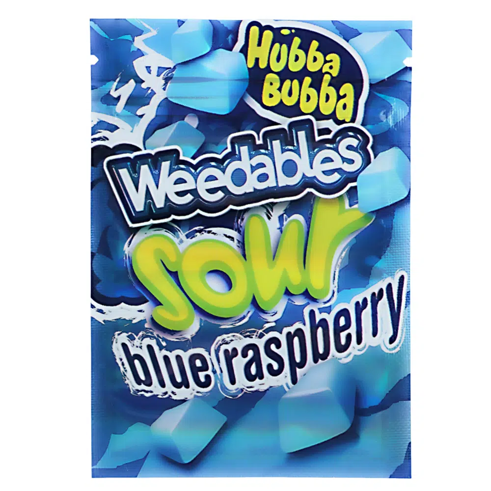 1 Gram Stock Mylar Bag – Premium Smell-Proof Flower Packaging – Hubba Bubba Weedables Sour Blue Raspberry (100 Count) WSMB-1G-034