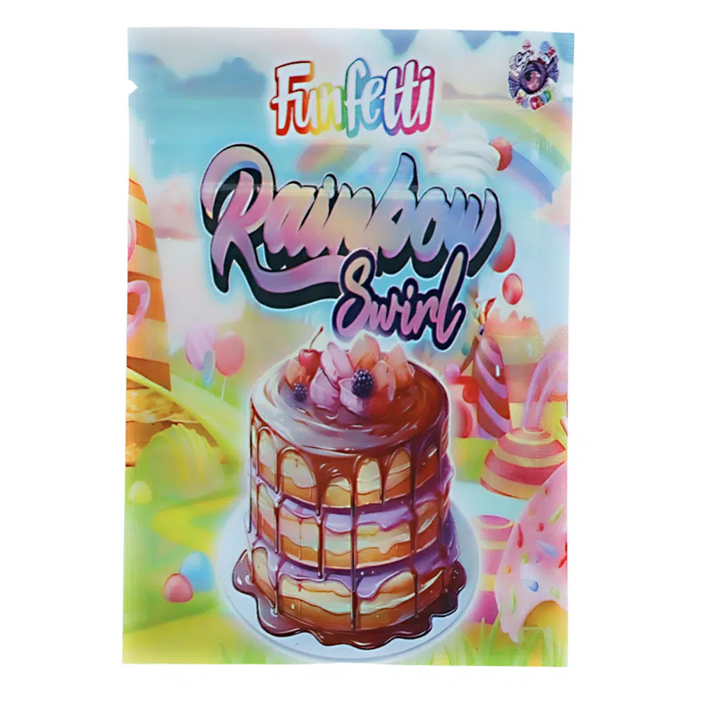 1 Gram Stock Mylar Bag – Premium Smell-Proof Flower Packaging – Funfetti Rainbow Swirl (100 Count) WSMB-1G-035