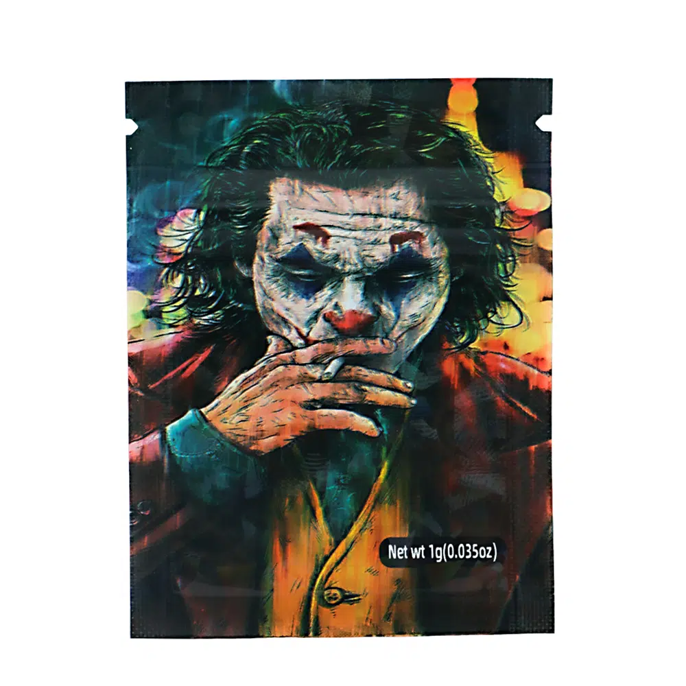 1 Gram Stock Mylar Bag – Premium Smell-Proof Flower Packaging – The Joker (100 Count) WSMB-1G-043
