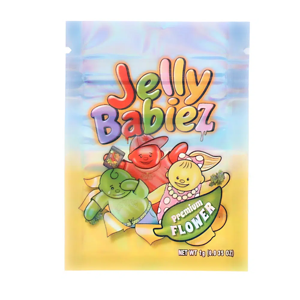 1 Gram Stock Mylar Bag – Premium Smell-Proof Flower Packaging – Jelly Babiez (100 Count) WSMB-1G-082