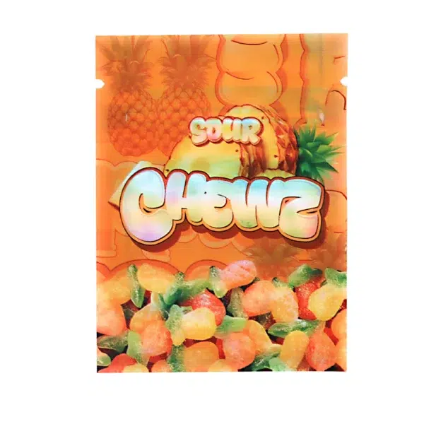 1 Gram Stock Mylar Bag – Premium Smell-Proof Flower Packaging - Sour Chewz (100 Count) WSMB-1G-083