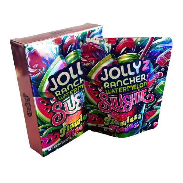 Bag-n-Box 3.5g Mylar Packaging Set – (25 Count Bags) + (25 Count) Display Boxes - Jollyz Rancher Watermelon Slushie BAGNBOX-056