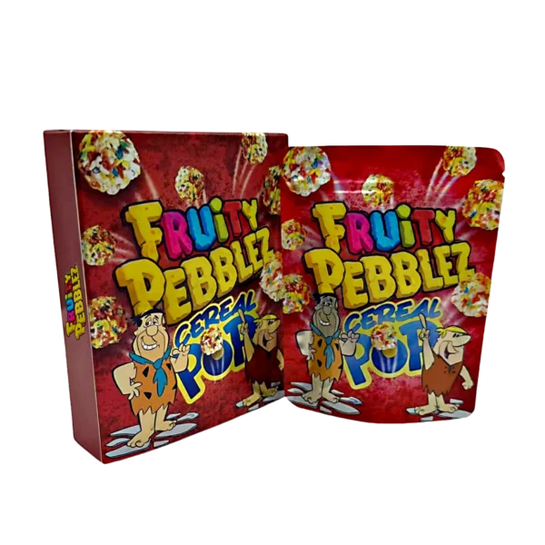 Bag-n-Box 3.5g Mylar Packaging Set – (25 Count Bags) + (25 Count) Display Boxes - Fruity Pebblez Cereal Pop BAGNBOX-084