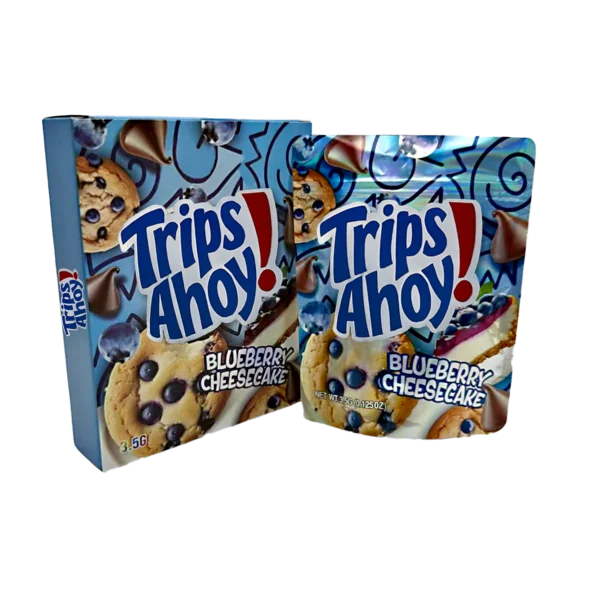 Bag-n-Box 3.5g Mylar Packaging Set – (25 Count Bags) + (25 Count) Display Boxes - Trips Ahoy Blueberry Cheesecake BAGNBOX-091