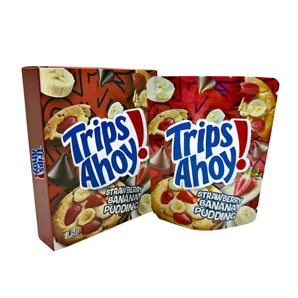 Bag-n-Box 3.5g Mylar Packaging Set – (25 Count Bags) + (25 Count) Display Boxes - Trips Ahoy Strawberry Banana Pudding BAGNBOX-092