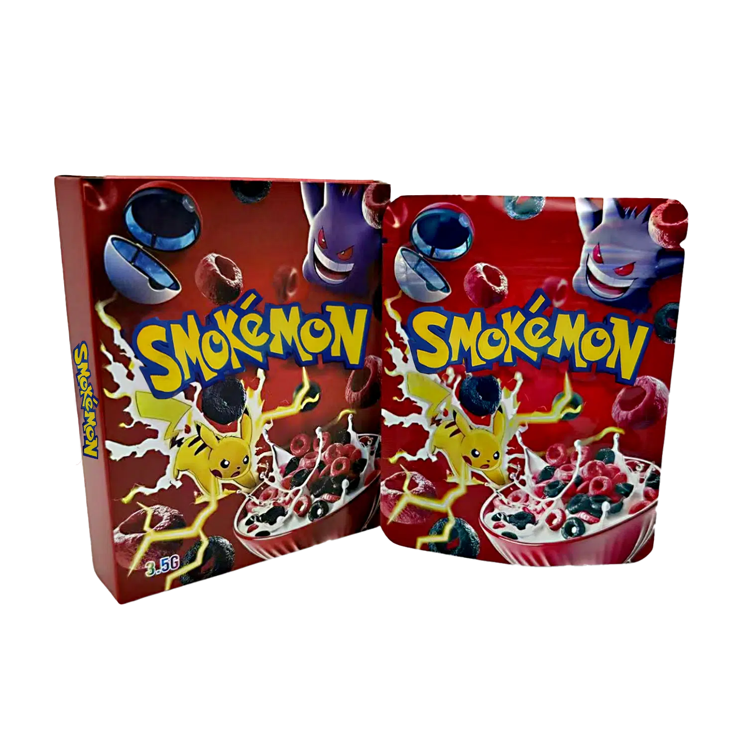 Bag-n-Box 3.5g Mylar Packaging Set – (25 Count Bags) + (25 Count) Display Boxes – Smokemon BAGNBOX-095