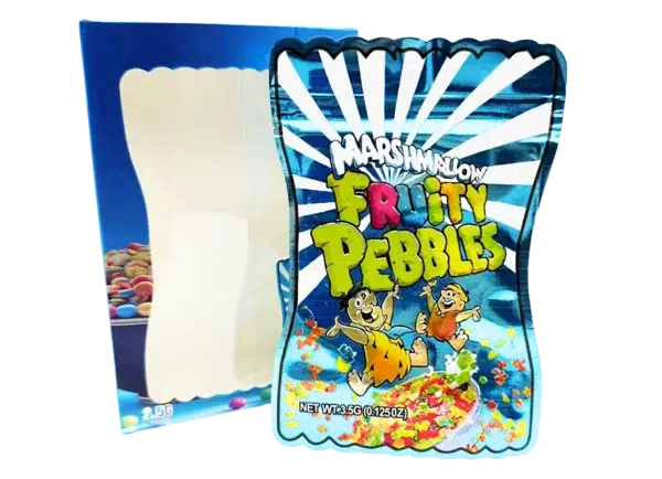 Bag-n-Box 3.5g Mylar Packaging Set – (25 Count Bags) + (25 Count) Display Boxes - Marshmallow Fruity Pebbles BAGNBOX-135