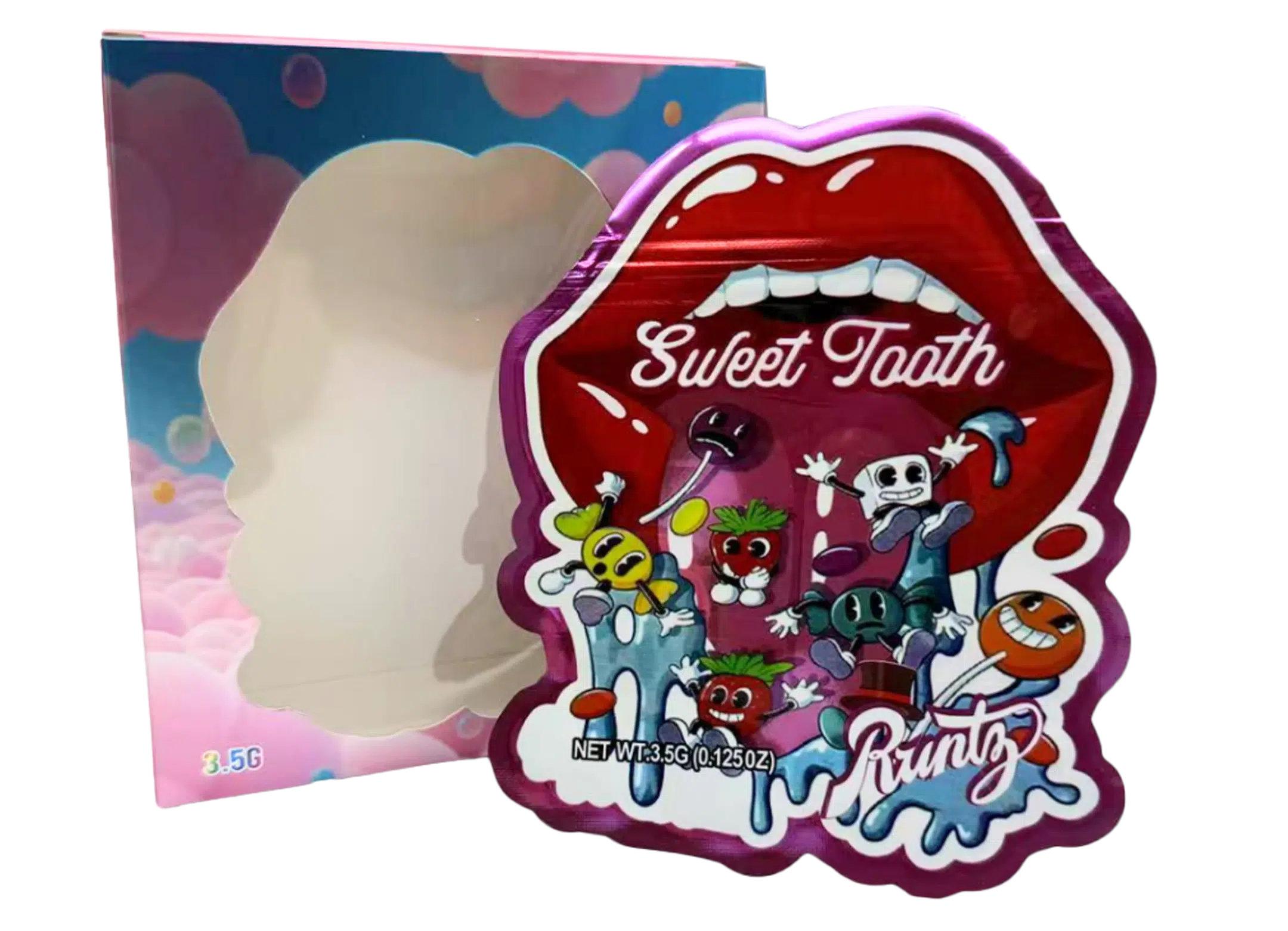Bag-n-Box 3.5g Mylar Packaging Set – (25 Count Bags) + (25 Count) Display Boxes – Runtz Sweet Tooth BAGNBOX-142