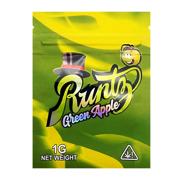 1 Gram Mylar Bag – Premium Smell-Proof Flower Packaging - Runtz Green Apple (100 Count) CMB-1G-109