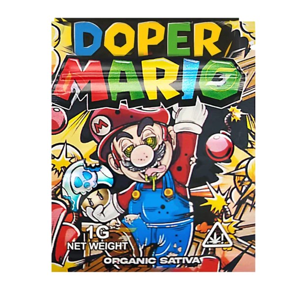 1 Gram Mylar Bag – Premium Smell-Proof Flower Packaging - Doper Mario Organic Sativa (100 Count) CMB-1G-128