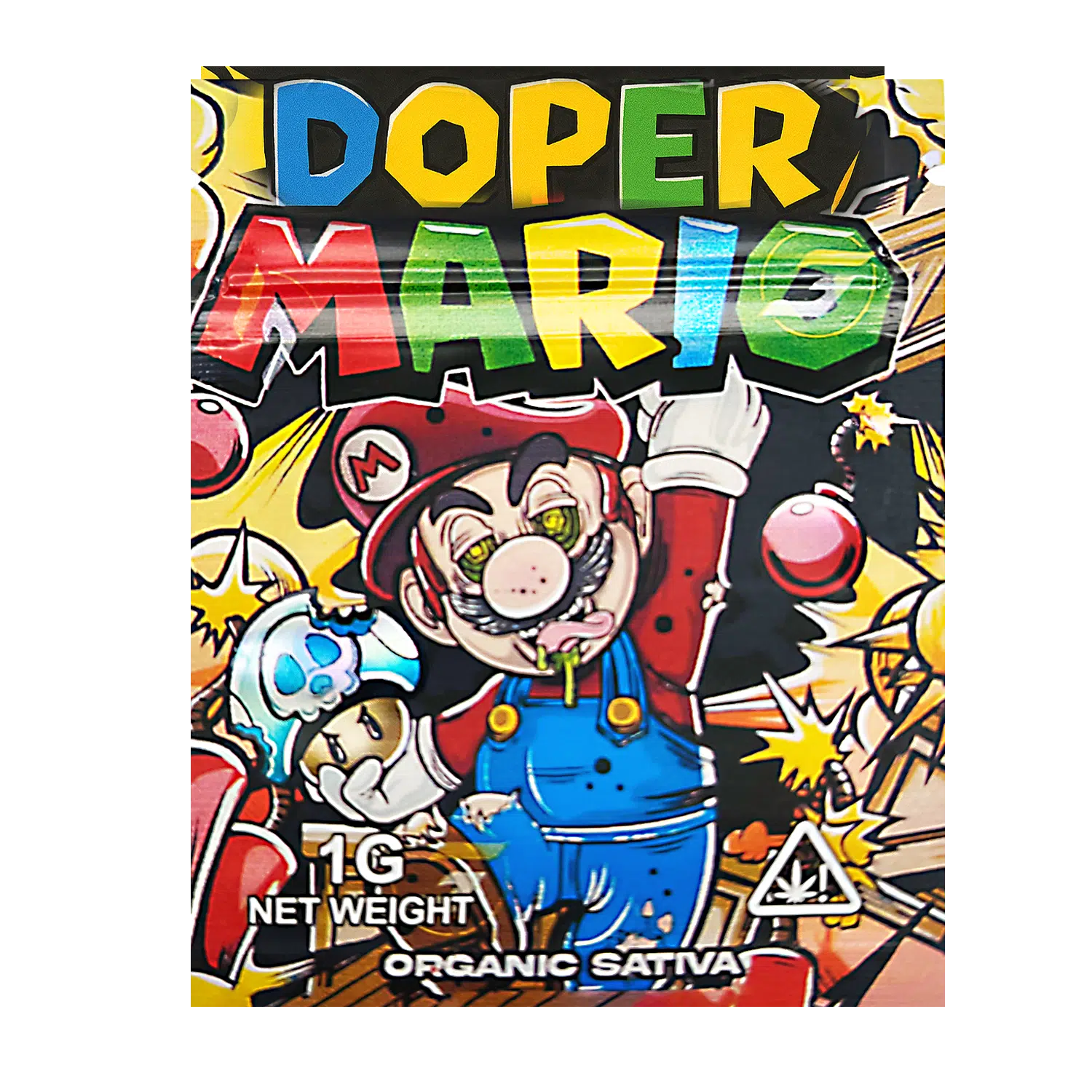 1 Gram Mylar Bag – Premium Smell-Proof Flower Packaging – Doper Mario Organic Sativa (100 Count) CMB-1G-128
