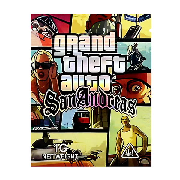 1 Gram Mylar Bag – Premium Smell-Proof Flower Packaging - Grad Theft Auto San Andreas (100 Count) CMB-1G-167