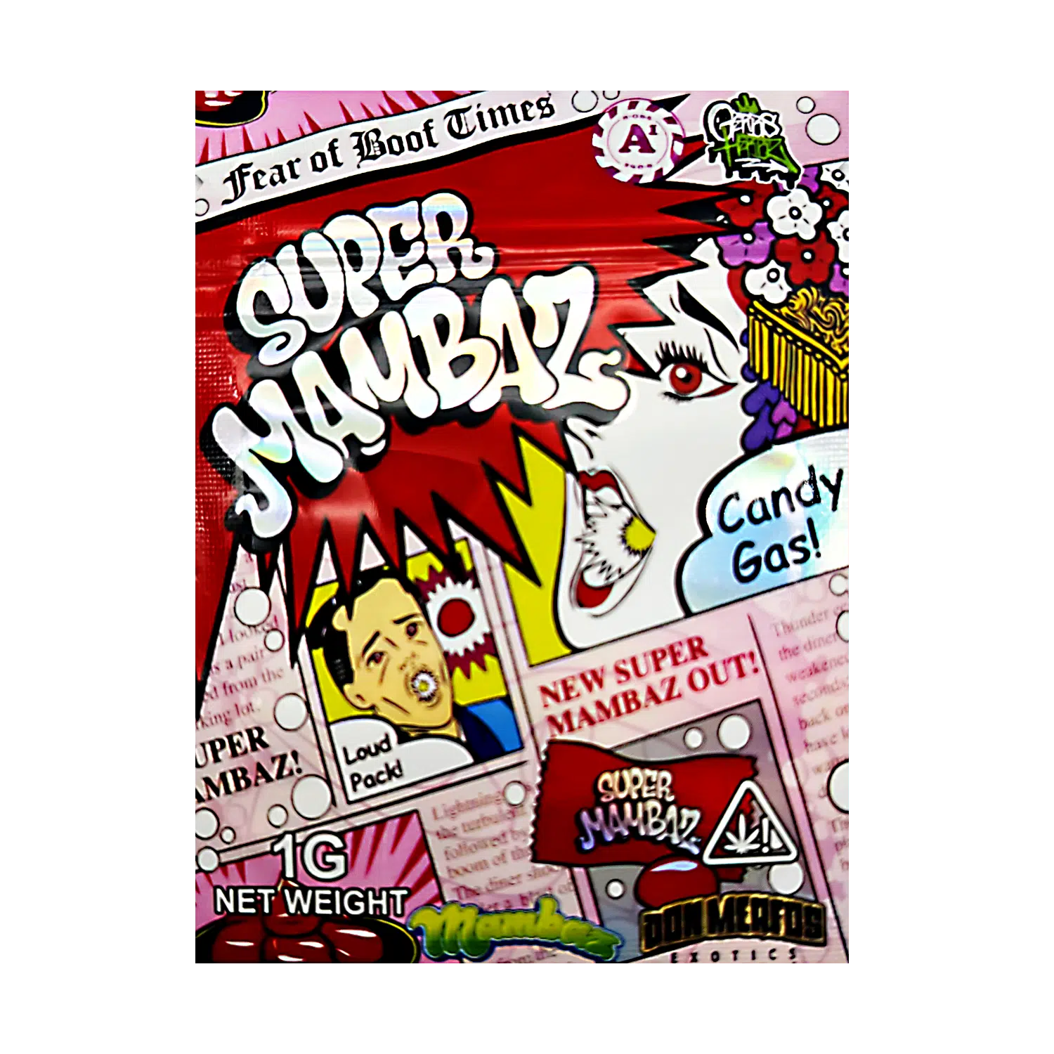 1 Gram Mylar Bag – Premium Smell-Proof Flower Packaging – Super Mambaz Candy Gas (100 Count) CMB-1G-169