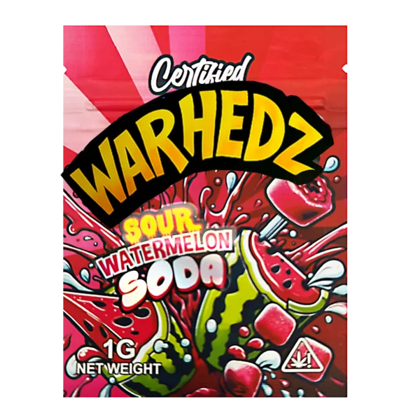 1 Gram Mylar Bag – Premium Smell-Proof Flower Packaging - Warhedz Sour Waternelon Soda (100 Count) CMB-1G-173