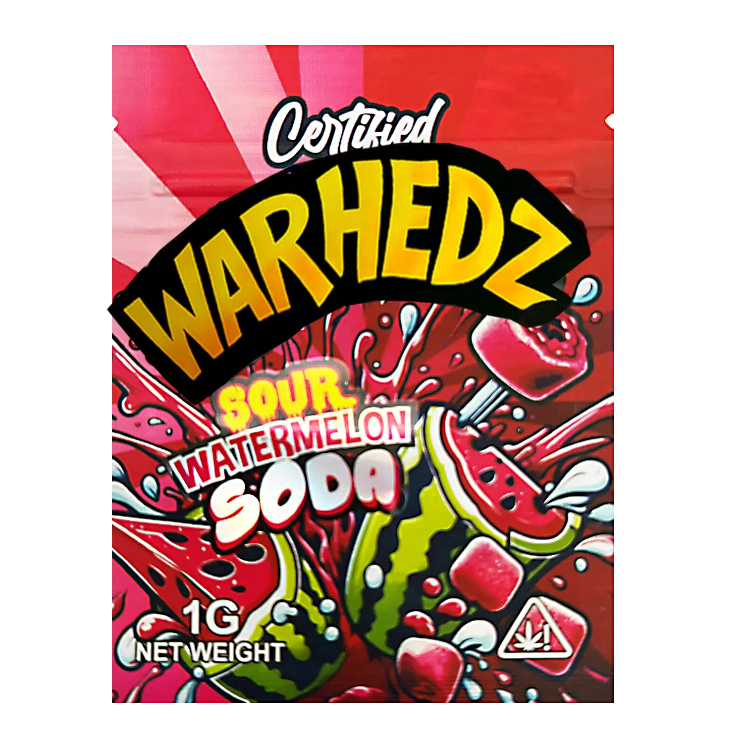 1 Gram Mylar Bag – Premium Smell-Proof Flower Packaging – Warhedz Sour Waternelon Soda (100 Count) CMB-1G-173