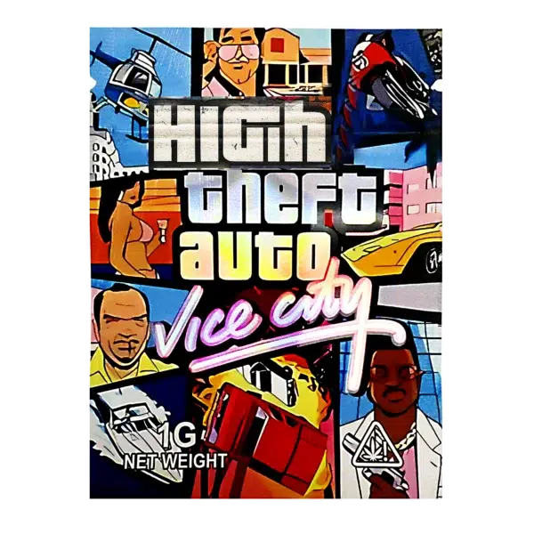 1 Gram Mylar Bag – Premium Smell-Proof Flower Packaging - High Theft Auto Vice City (100 Count) CMB-1G-189