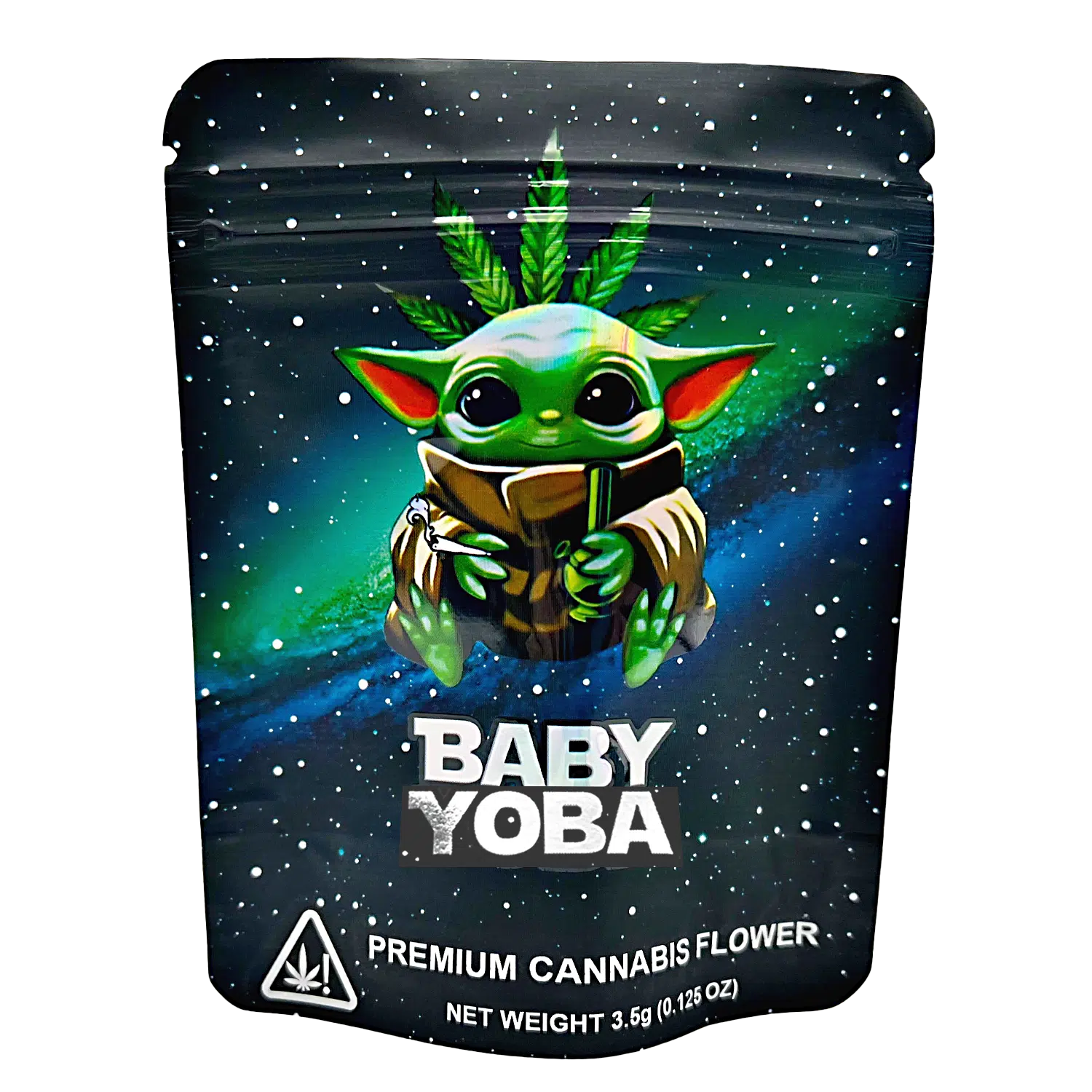 3.5 Gram Mylar Bag – Premium Smell-Proof Flower Packaging – Baby Yoba (50 Count) CMB-35G-011