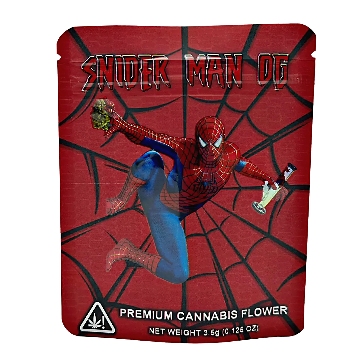 3.5 Gram Mylar Bag – Premium Smell-Proof Flower Packaging – Snider Man OG (50 Count) CMB-35G-095