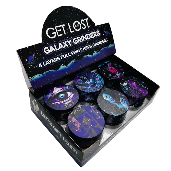 GG-63-007 - Get Lost Galaxy Grinders 4 Layers Full Print Herb Grinders – 63mm (6 Count) Set 07 - Image 3