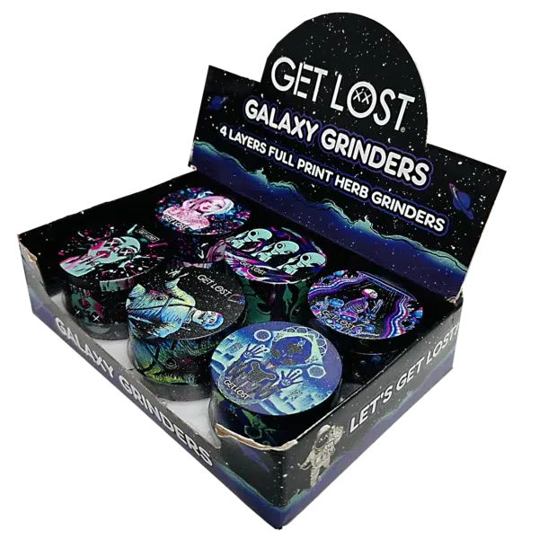 GG-63-008 - Get Lost Galaxy Grinders 4 Layers Full Print Herb Grinders – 63mm (6 Count) Set 08 - Image 3