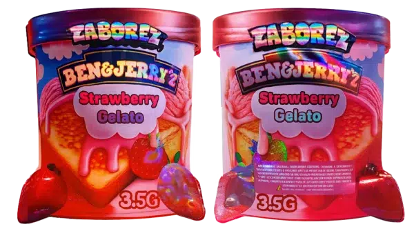 3.5g Shaped Mylar Bag – Premium Smell-Proof Flower Packaging - Zabores Ben & Jerryz Strawberry Gelato (50 Count) JSMB-35G-002