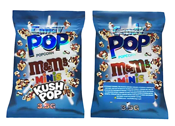 3.5g Shaped Mylar Bag – Premium Smell-Proof Flower Packaging - Kush Pop Candy Pop Popcorn (50 Count) JSMB-35G-026
