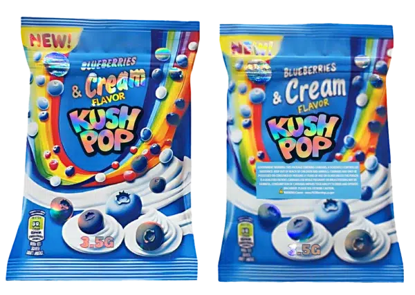 3.5g Shaped Mylar Bag – Premium Smell-Proof Flower Packaging - Kush Pop Blueberries & Cream (50 Count) JSMB-35G-032
