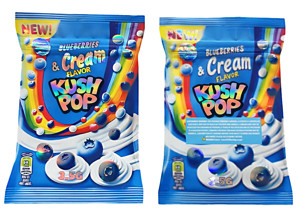 3.5g Shaped Mylar Bag – Premium Smell-Proof Flower Packaging – Kush Pop Blueberries & Cream (50 Count) JSMB-35G-032
