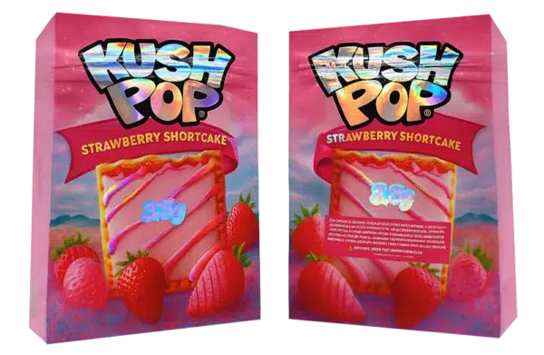 3.5g Shaped Mylar Bag – Premium Smell-Proof Flower Packaging - Kush Pop Strawberry Shortcake (50 Count) JSMB-35G-036