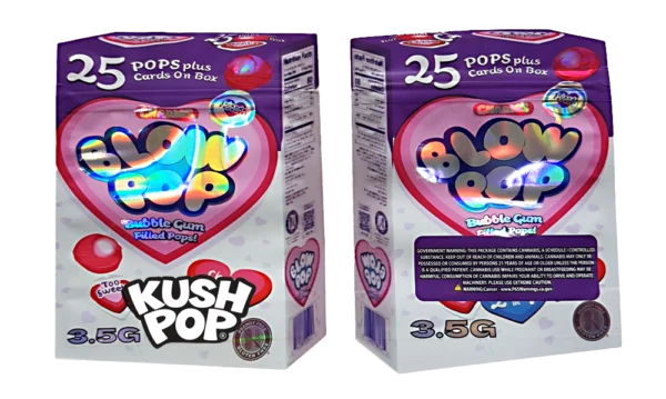 3.5g Shaped Mylar Bag – Premium Smell-Proof Flower Packaging - Kush Pop Blow Pop Bubble Gum (50 Count) JSMB-35G-043