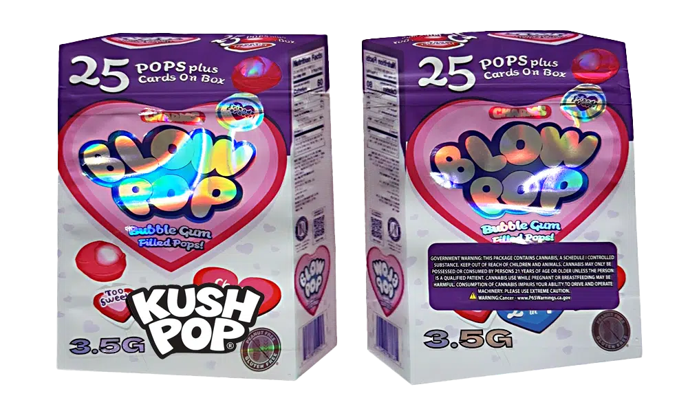 3.5g Shaped Mylar Bag – Premium Smell-Proof Flower Packaging – Kush Pop Blow Pop Bubble Gum (50 Count) JSMB-35G-043