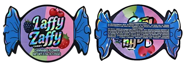 3.5g Shaped Mylar Bag – Premium Smell-Proof Flower Packaging - Laffy Taffy Candy (50 Count) JSMB-35G-044