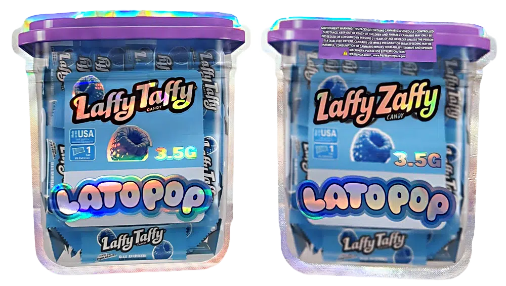 3.5g Shaped Mylar Bag – Premium Smell-Proof Flower Packaging – Latopop Laffy Taffy (50 Count) JSMB-35G-048