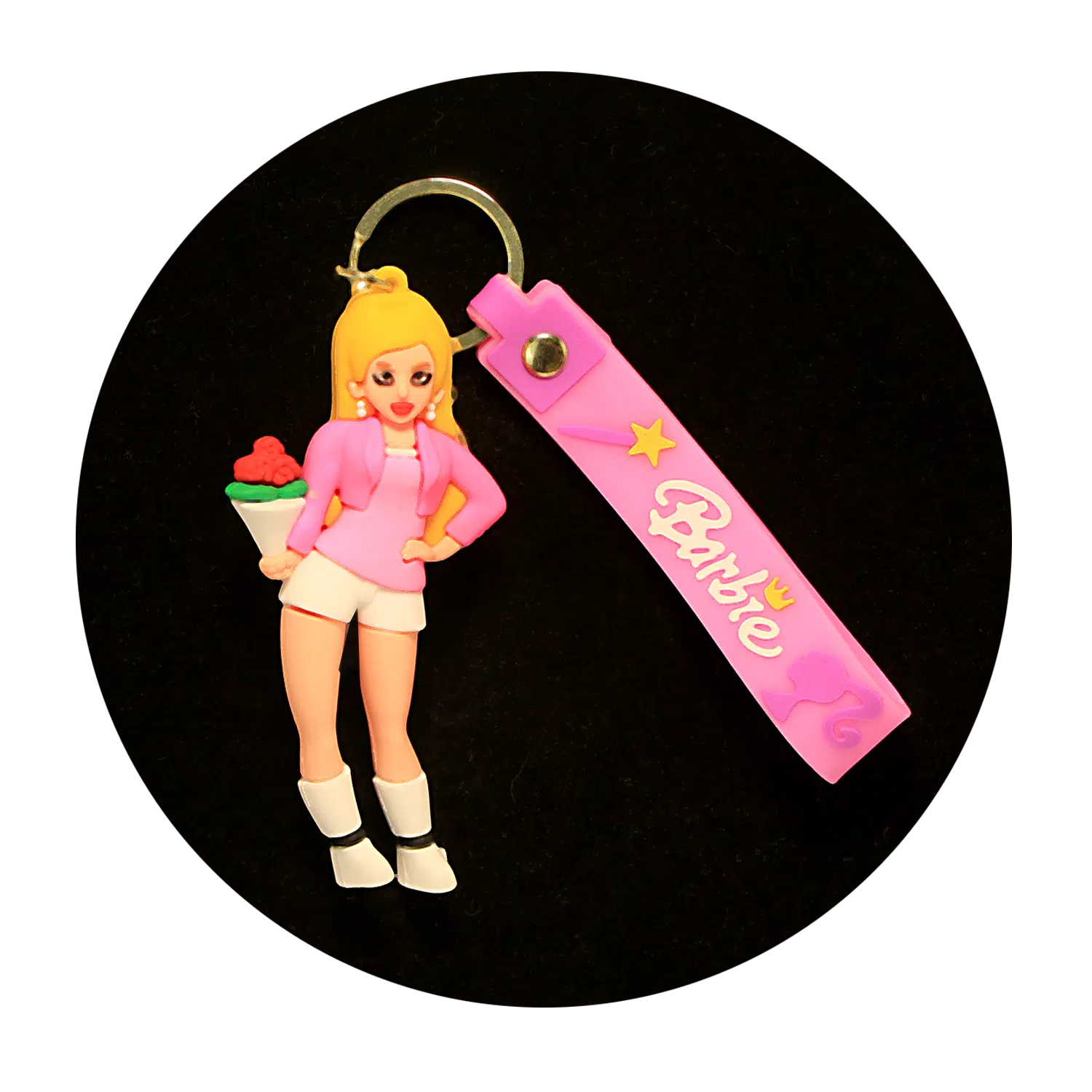 KSB-303 Barbie  White Shorts – Keychain With Silicone Band
