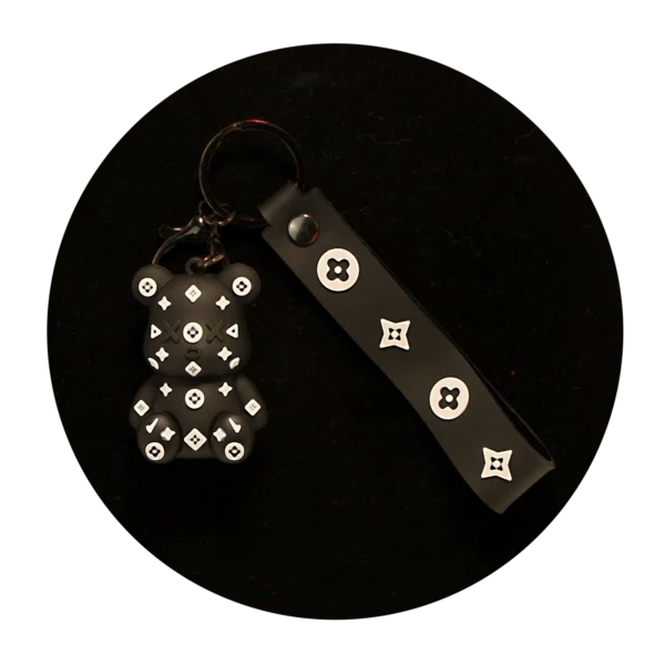 KSB-323 Bear Louis Vuitton Style (Black) - Keychain With Silicone Band